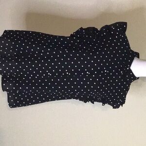 Ruffled button-down polkadot blouse